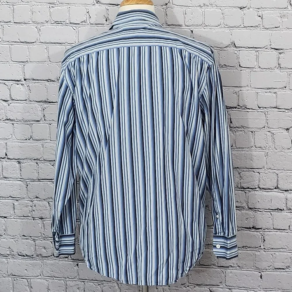 2/$20 Banana Republic Long Sleeve Striped Shirt in Blue - Size L